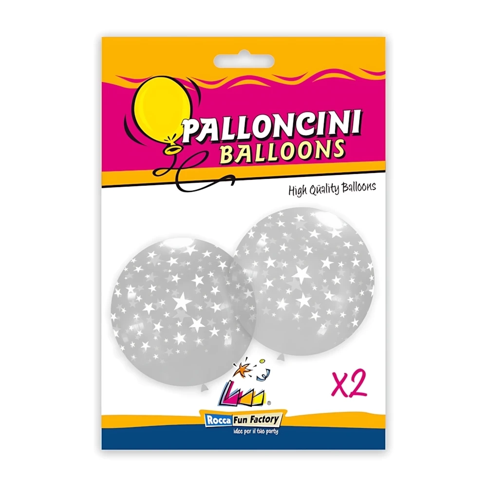Palloncini 33" (86cm) cipria 69 con stampa bianca globo Stelle, 2pz.