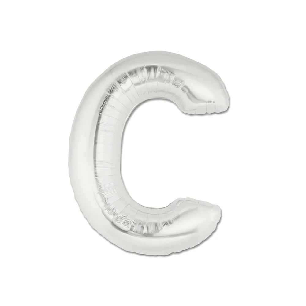 Palloncini Lettera C Argento mini shape 14" (35cm) in mylar, 5pz.