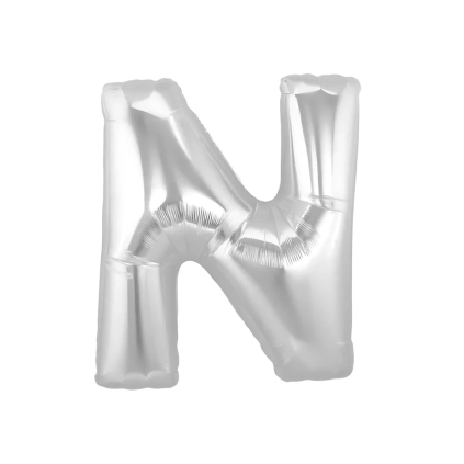 Palloncini Lettera N Argento mini shape 14" (35cm) in mylar, 5pz.