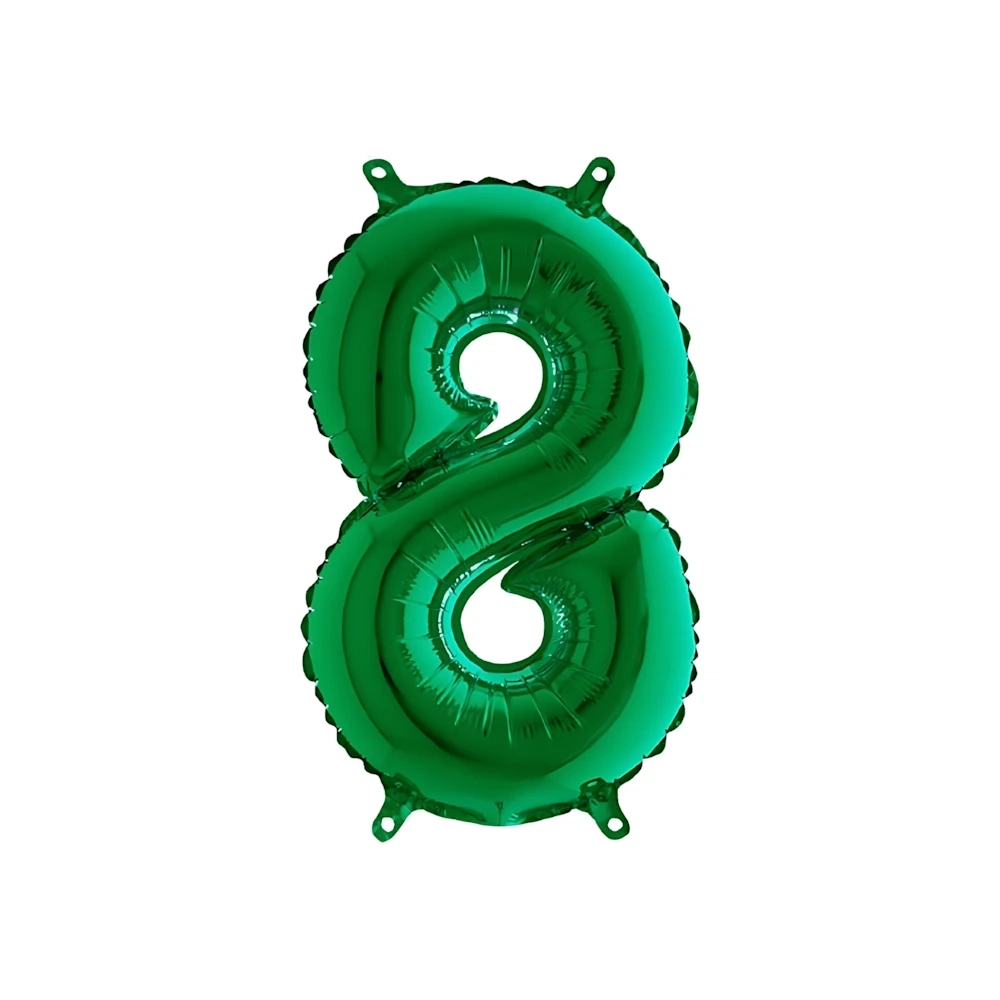 Palloncini numero 8 Verde mini shape 14" (35cm) in mylar, 5pz.