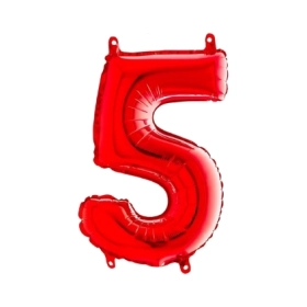 Palloncini numero 5 Rosso mini shape 14" (35cm) in mylar, 5pz.