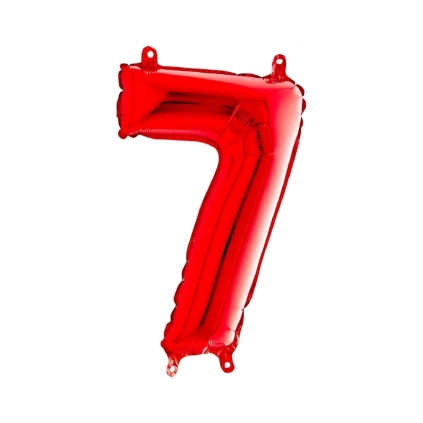 Palloncini numero 7 Rosso mini shape 14" (35cm) in mylar, 5pz.