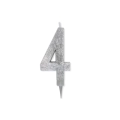 Candelina numero 4 Argento Glitter Max Cera Sweety 15cm, 1pz.