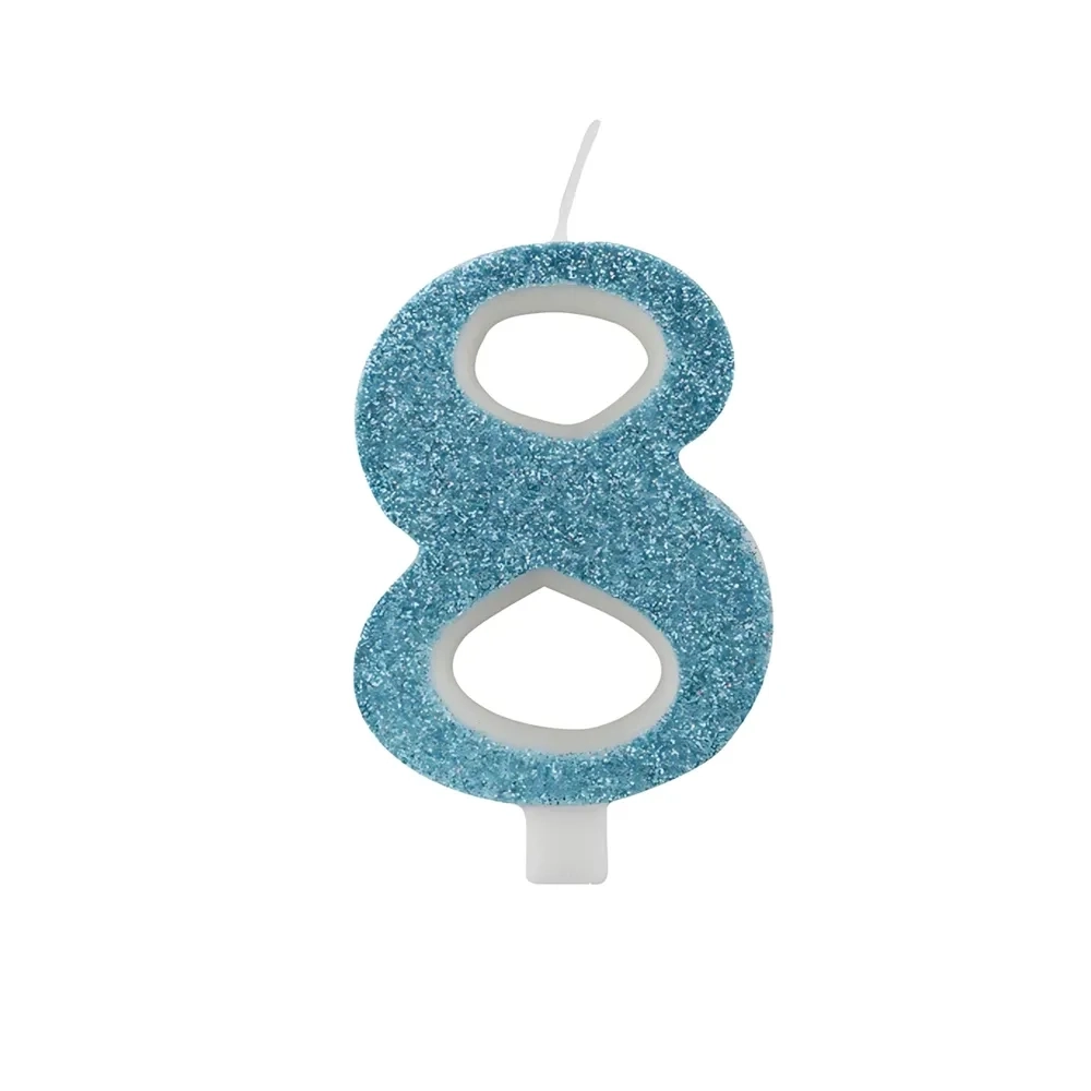 Candelina numero 8 tiffany glitter 9,5cm, 1pz.