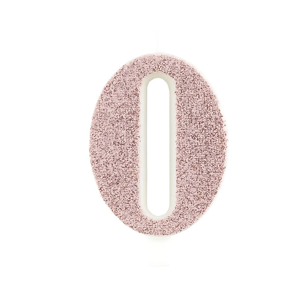 Candelina numero 0 Rose Gold glitter 9,5cm, 1pz.