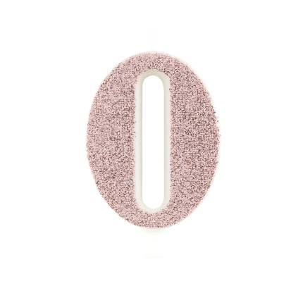 Candelina numero 0 Rose Gold glitter 9,5cm, 1pz.