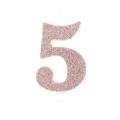 Candelina numero 5 Rose Gold glitter 9,5cm, 1pz.