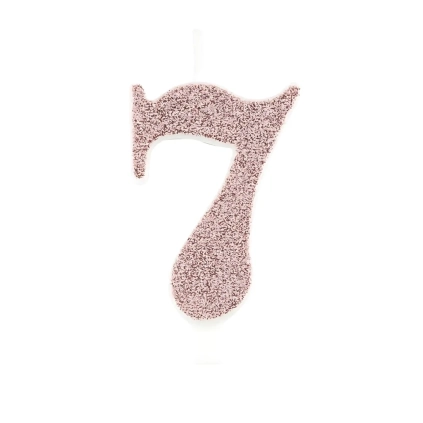 Candelina numero 7 Rose Gold glitter 9,5cm, 1pz.
