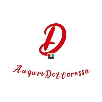 Festone bandierine Laurea scritta Auguri Dottoressa Italic, 1pz.