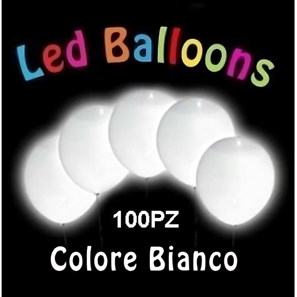 Led Bianco da inserire nei palloncini in lattice per creare decorazioni luminose, 100pz.