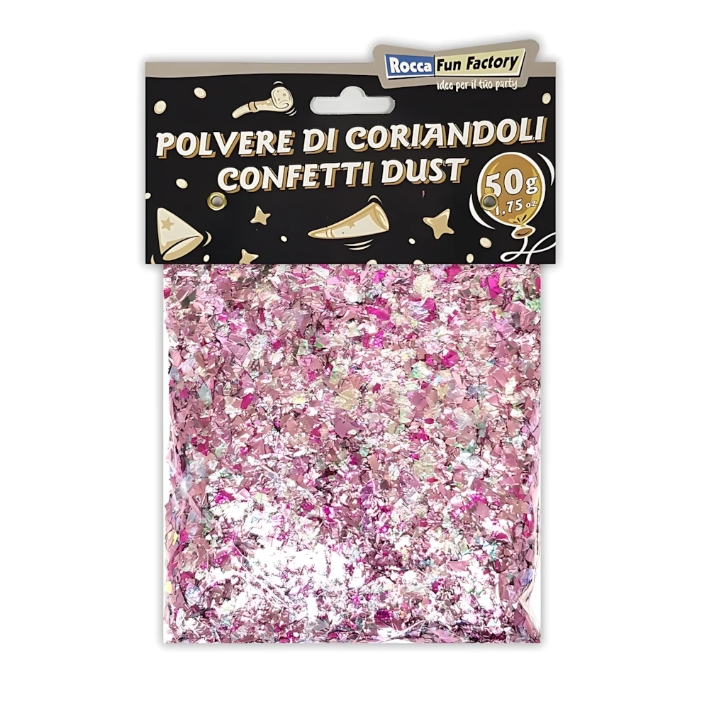 Polvere di Coriandoli colori femminili rosa, 1 bustina da 50g.