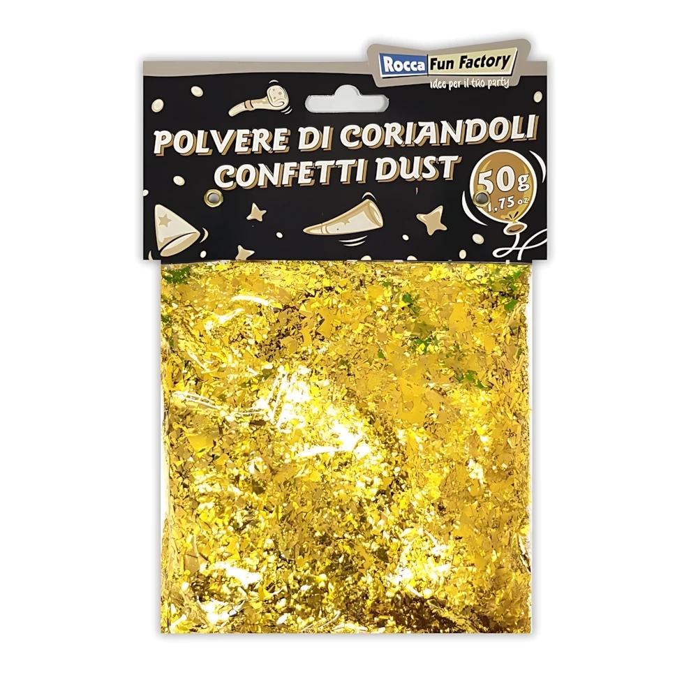 Polvere di Coriandoli colori oro, 1 bustina da 50g.