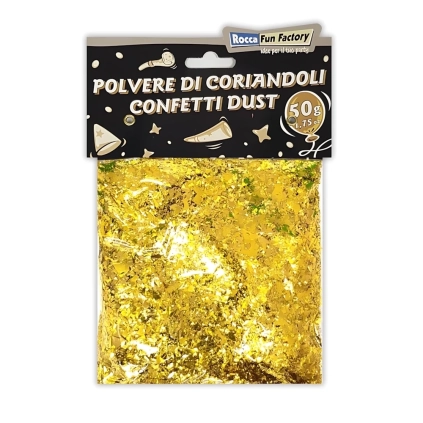 Polvere di Coriandoli colori oro, 1 bustina da 50g.