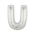 Palloncino Lettera "U" Argento super shape 40" (101cm) in mylar, 1pz.