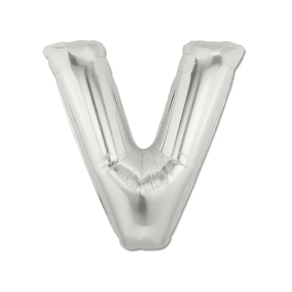 Palloncino Lettera "V" Argento super shape 40" (101cm) in mylar, 1pz.
