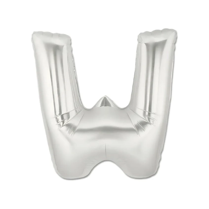 Palloncino Lettera "W" Argento super shape 40" (101cm) in mylar, 1pz.
