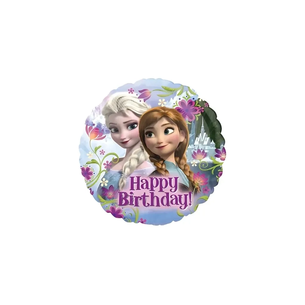 Palloncino Frozen Happy Birthday standard shape 18" (45cm) in mylar, 1pz.