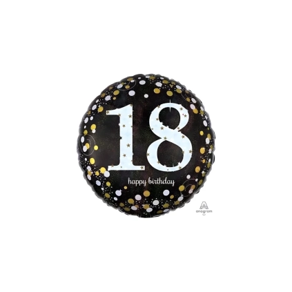 Palloncino Happy Birthday 18 Anni Scintillante standard shape 18" (45cm) in mylar, 1pz.