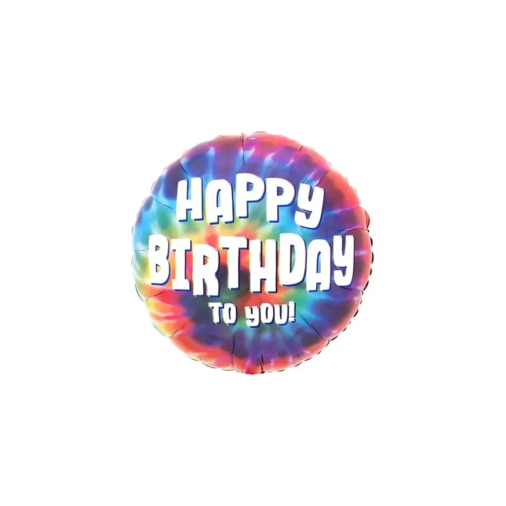 Palloncino Happy Birthday to You Tie Dye standard shape 18" (45cm) in mylar, 1pz.