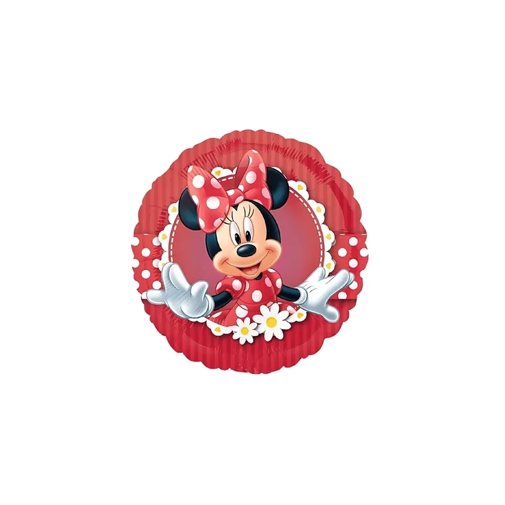 Palloncino Minnie Rosso con Pois Tondo standard shape 18" (45cm) in mylar, 1pz.