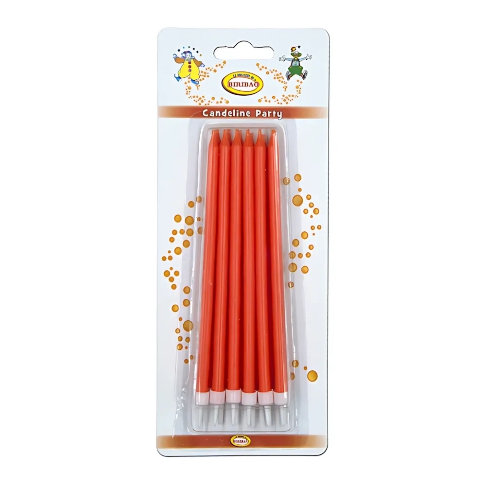 Candeline Ministelo sottili colore arancio, 12pz.