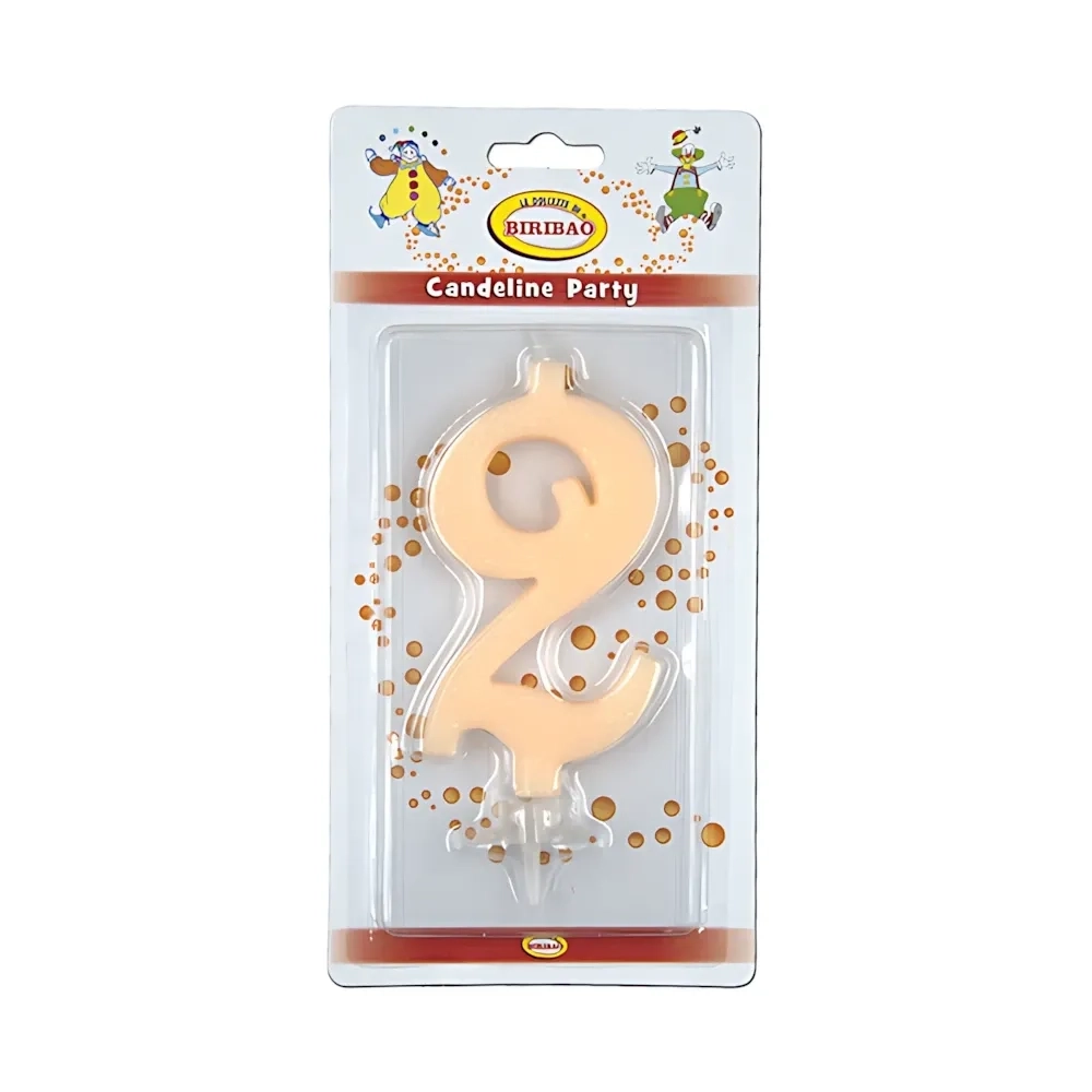 Candelina numero 2 avorio glitter grande, 1pz.