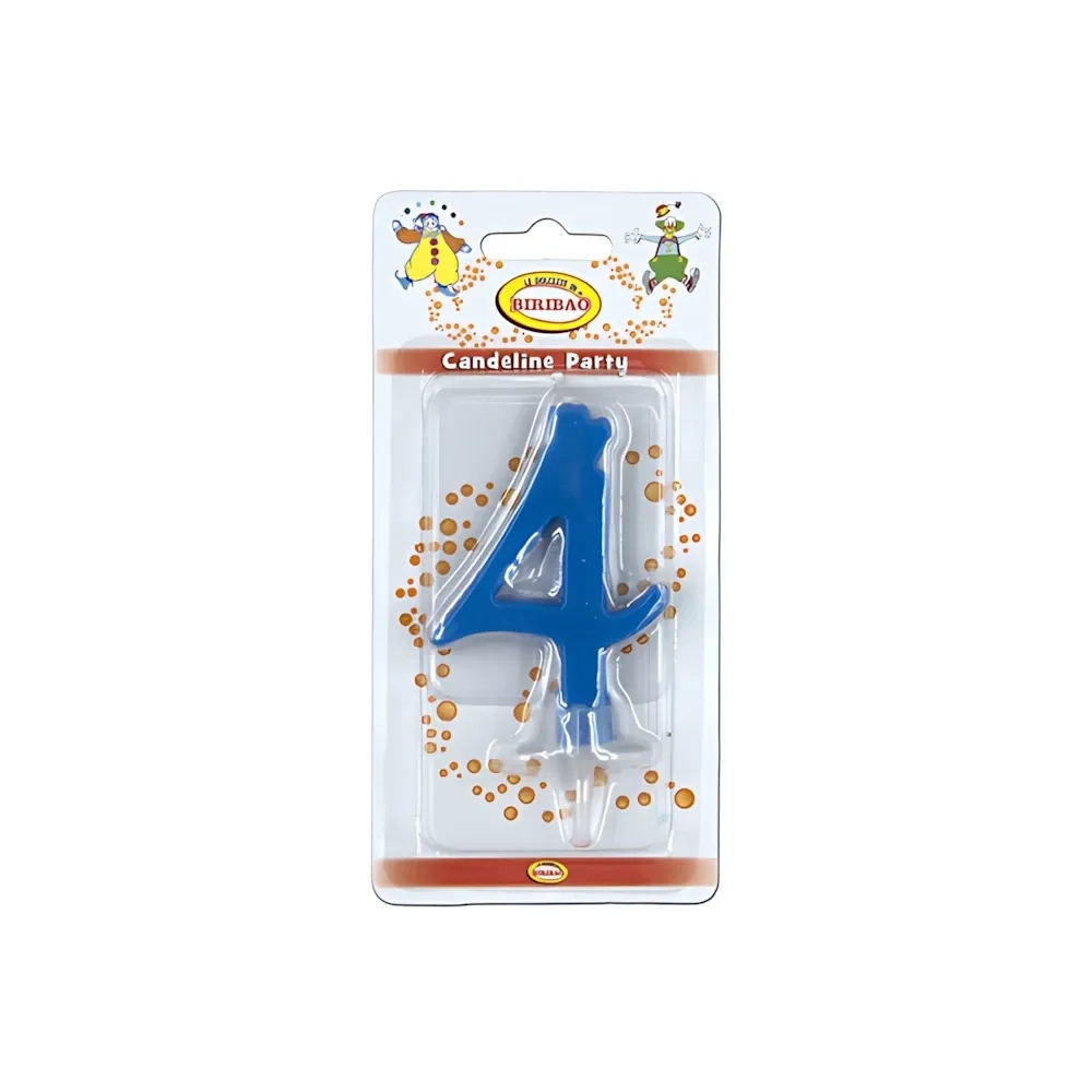 Candelina mini numero 4 Blu, 1pz.