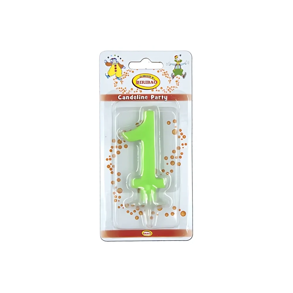 Candelina mini numero 1 verde, 1pz.