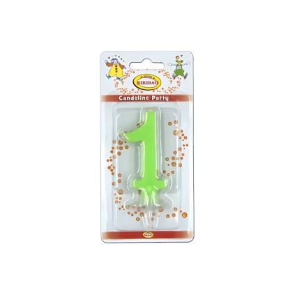 Candelina mini numero 1 verde, 1pz.