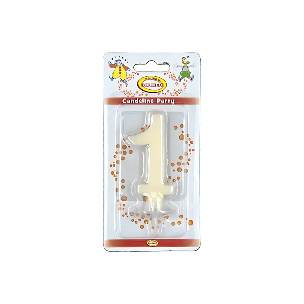 Candelina mini numero 1 avorio, 1pz.