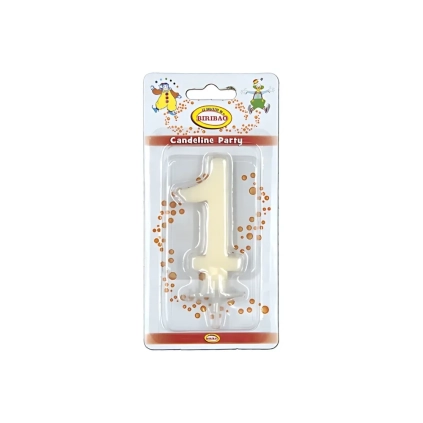 Candelina mini numero 1 avorio, 1pz.