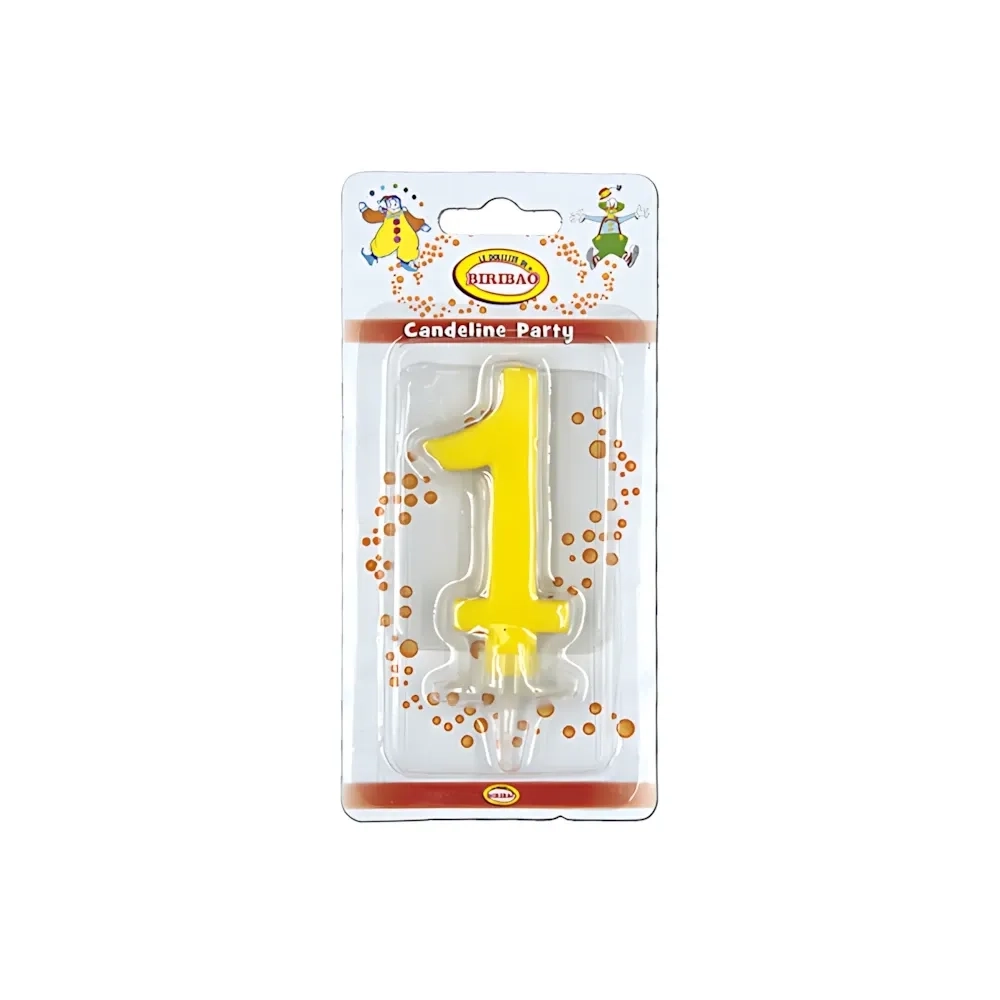 Candelina mini numero 1 gialla, 1pz.