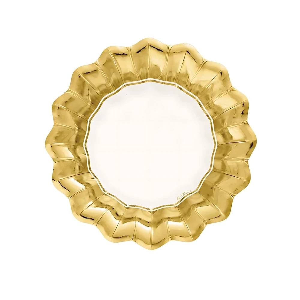 Fondine New Shape Bianco Bordo Oro 24cm, 8pz.
