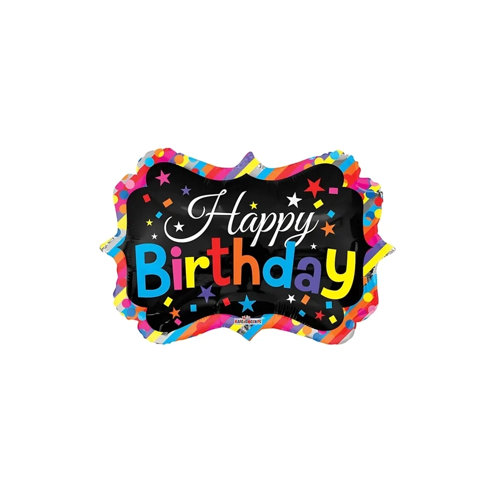 Palloncino Happy Birthday Stelline super shape 28" (71cm) in mylar, 1pz.