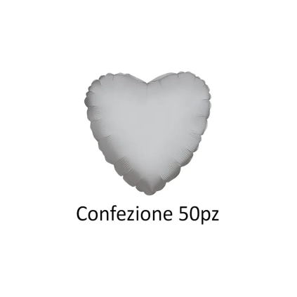 Palloncini cuore Argento standard shape 18" (45cm) in mylar, 50pz.