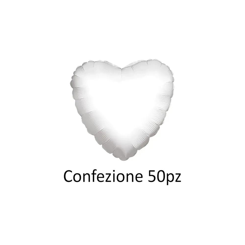 Palloncini cuore Bianco standard shape 18" (45cm) in mylar, 50pz.