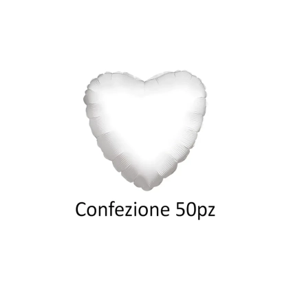 Palloncini cuore Bianco standard shape 18" (45cm) in mylar, 50pz.