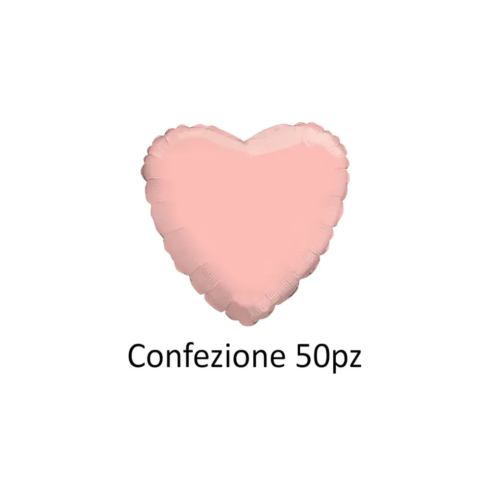 Palloncini cuore Rosa Chiaro Gold standard shape 18" (45cm) in mylar, 50pz.