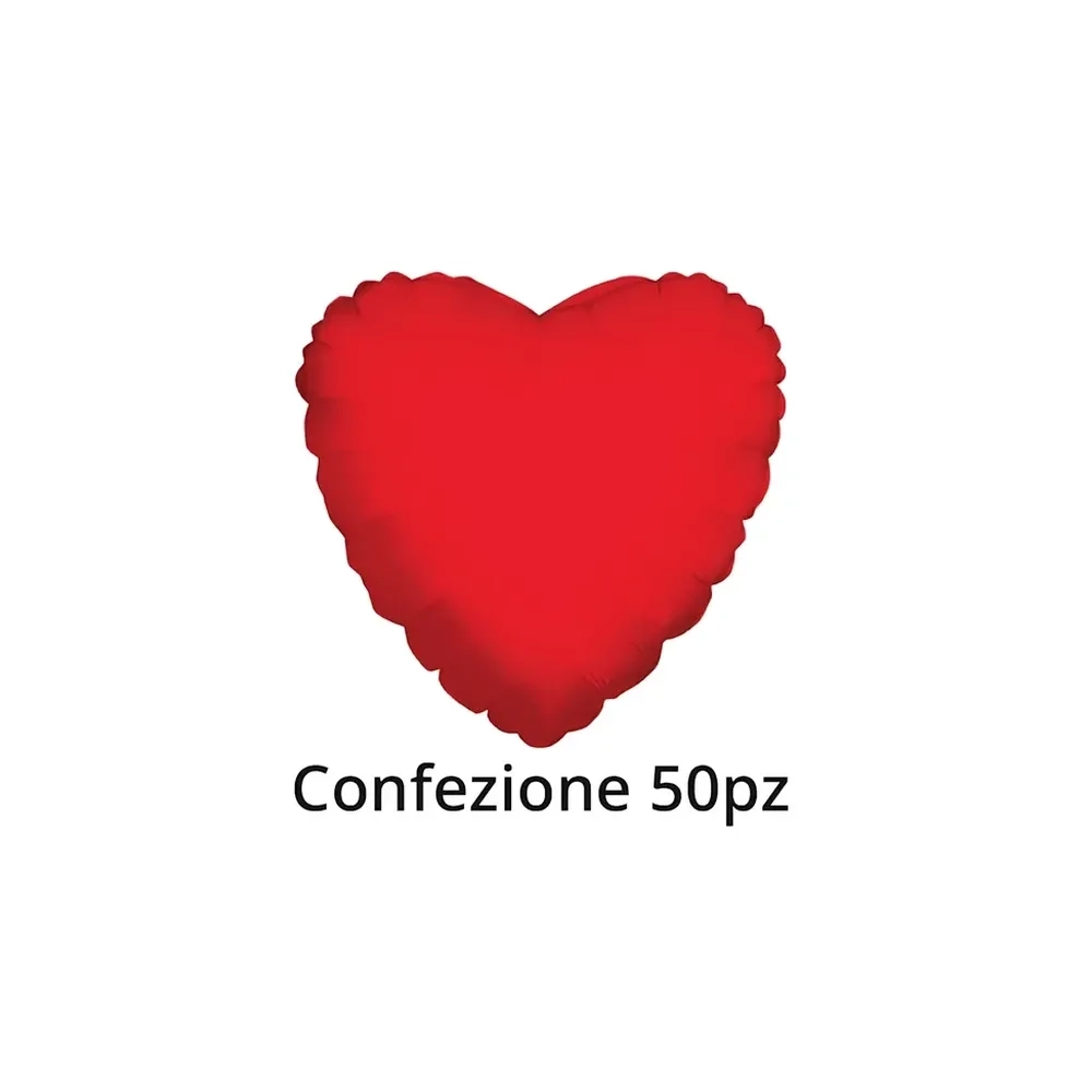 Palloncini Cuore Rosso standard shape 18" (45cm) in mylar, 50pz.