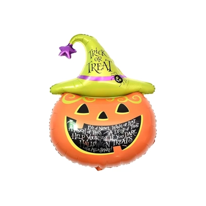 Palloncino Zucca di Halloween e testo Trick or Treat super shape 34" (86cm) in mylar, 1pz.