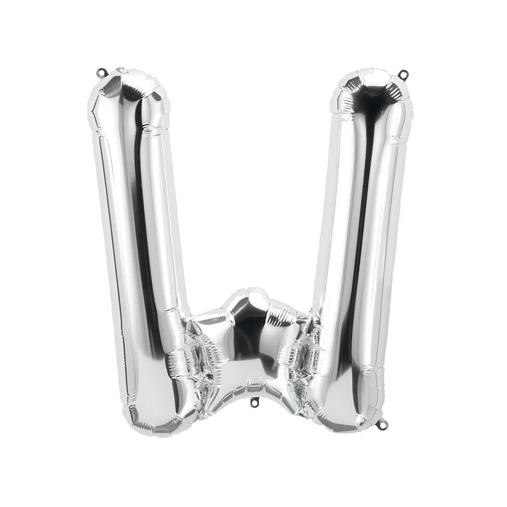Palloncino Lettera W Argento super shape 40" (101cm) in mylar, 1pz.