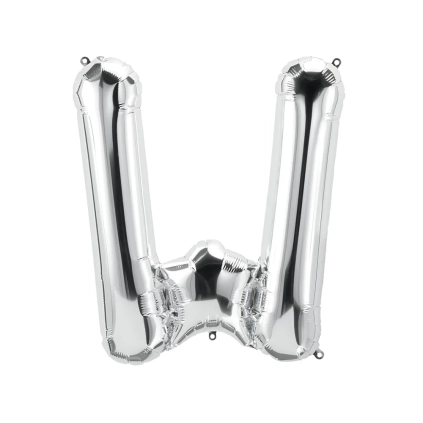Palloncino Lettera W Argento super shape 40" (101cm) in mylar, 1pz.