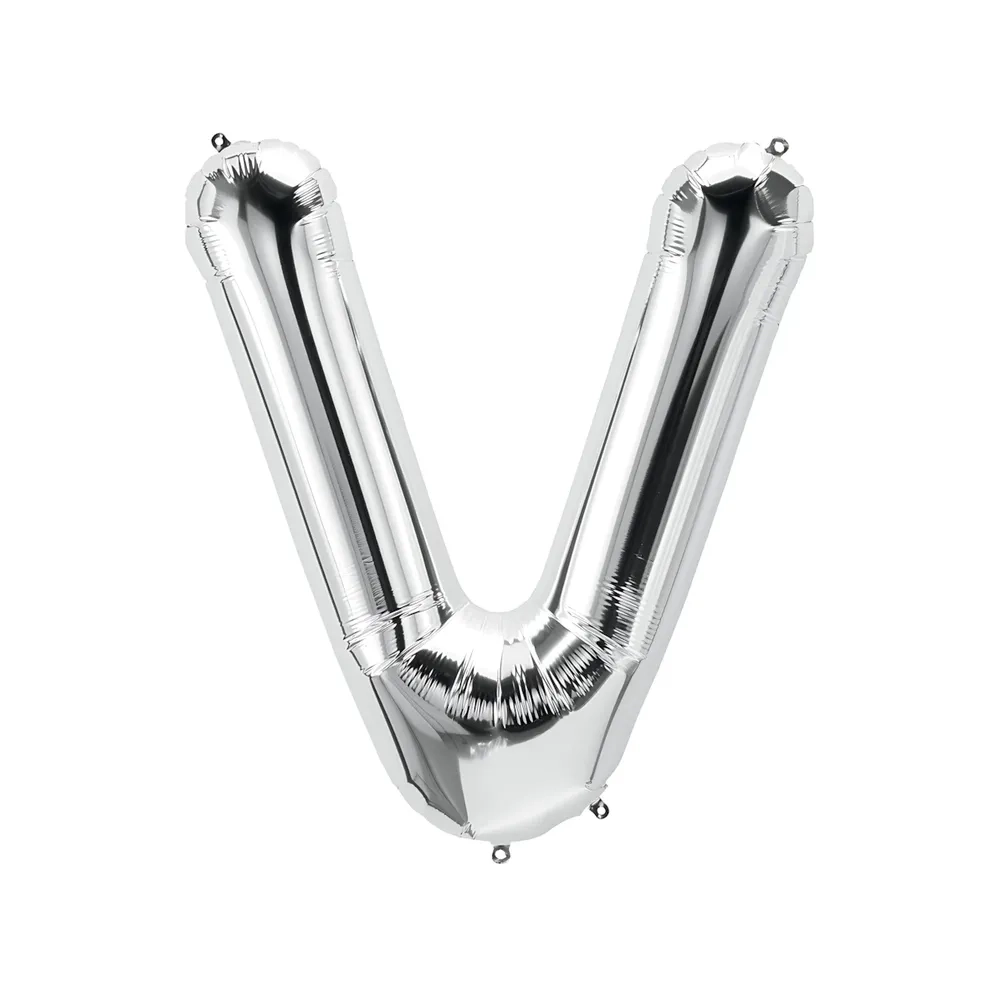 Palloncino Lettera V Argento super shape 40" (101cm) in mylar, 1pz.