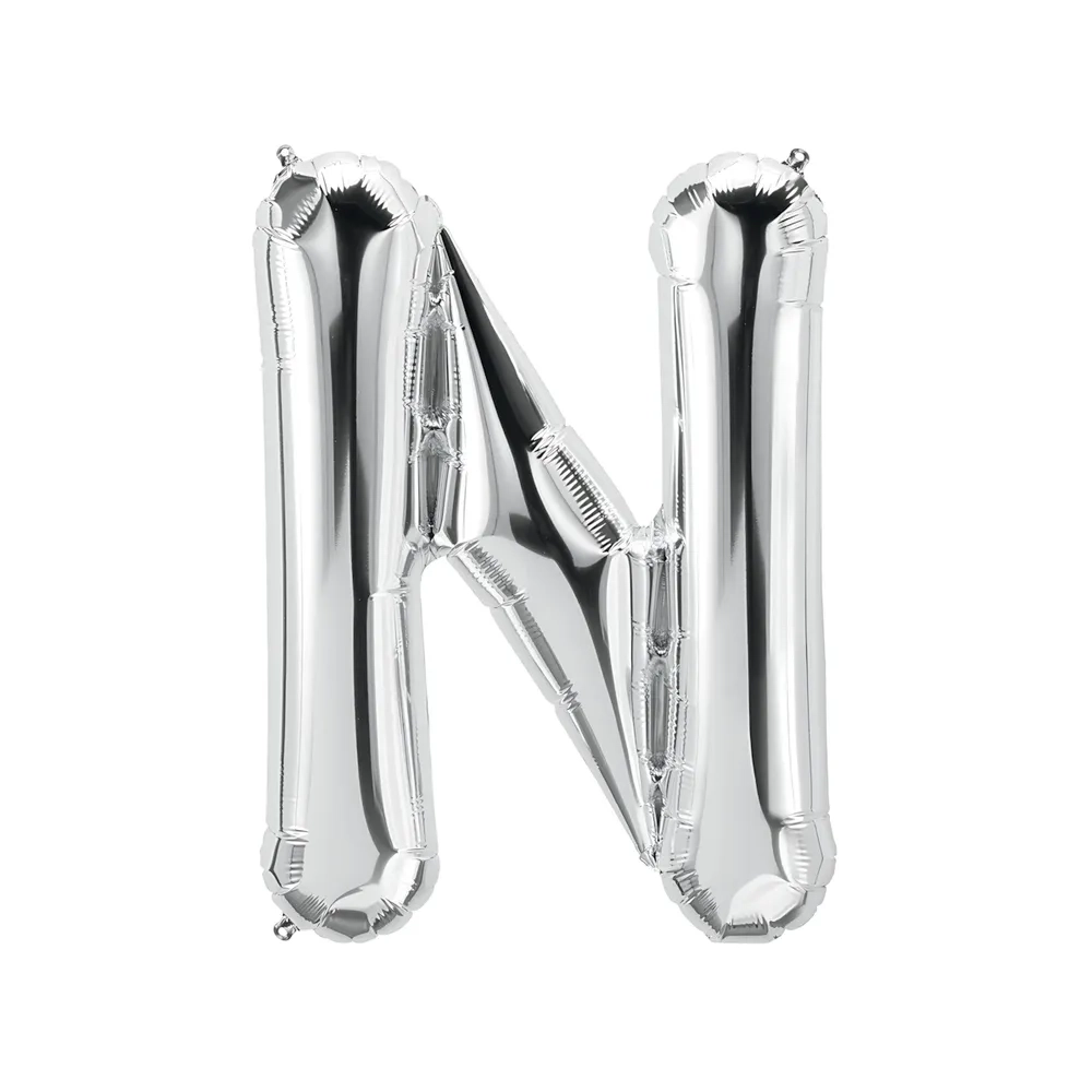 Palloncino Lettera N Argento super shape 40" (101cm) in mylar, 1pz.