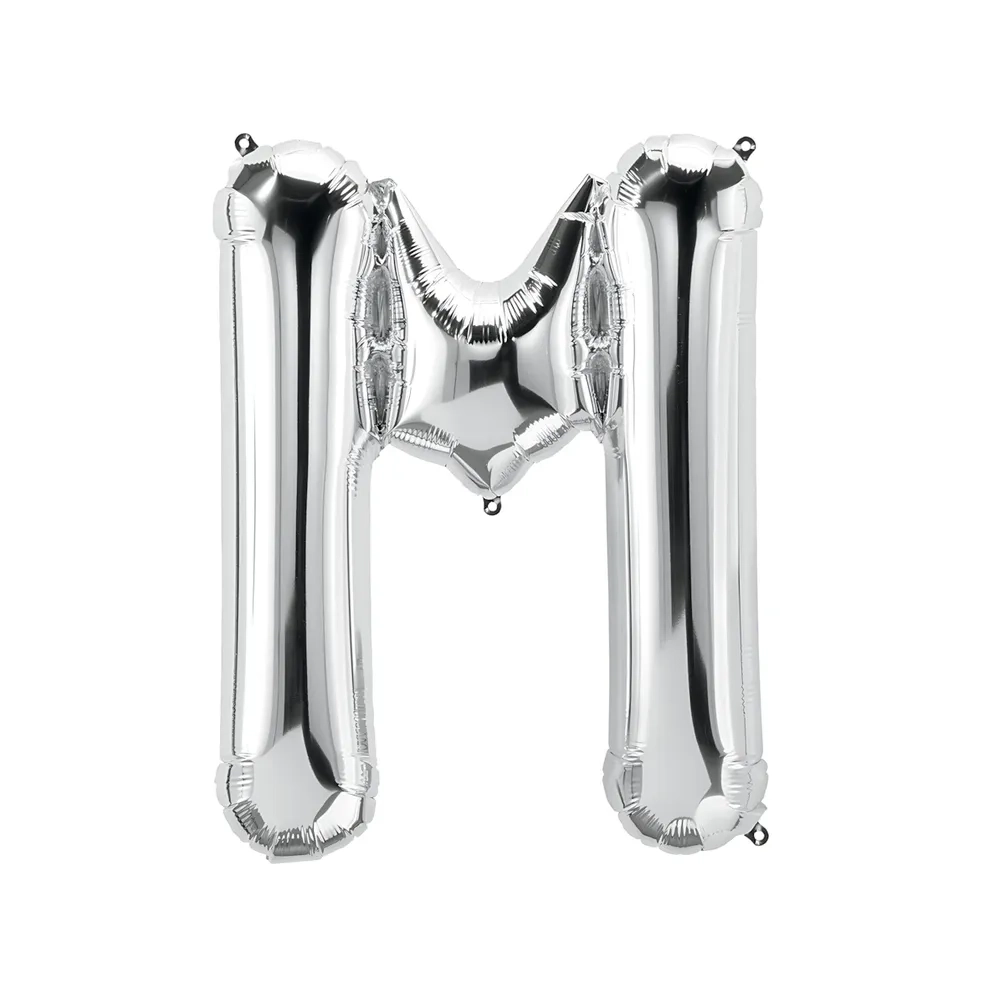 Palloncino Lettera M Argento super shape 40" (101cm) in mylar, 1pz.