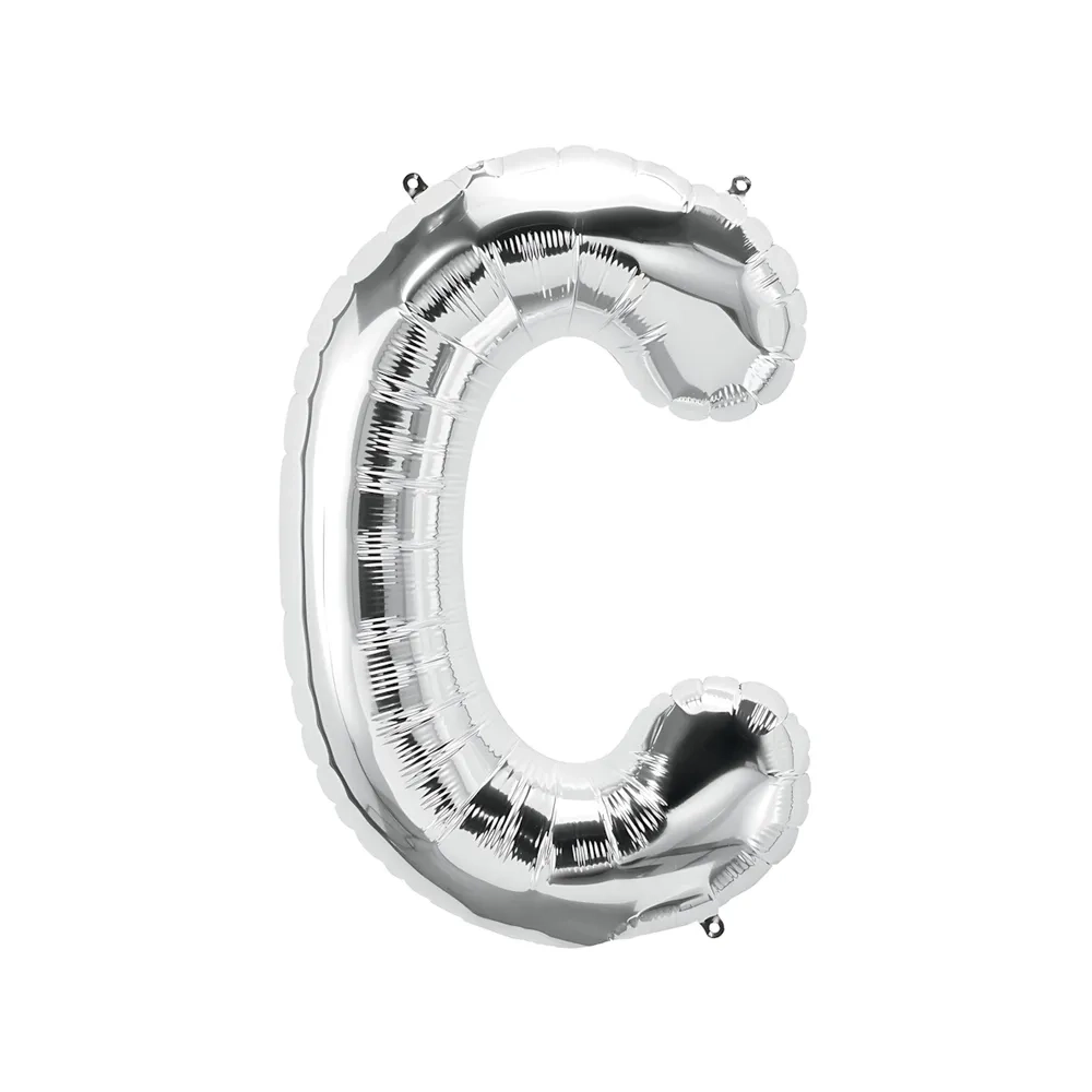 Palloncino Lettera C Argento super shape 40" (101cm) in mylar, 1pz.
