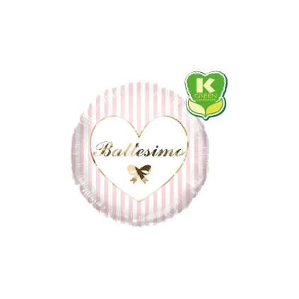 Palloncino rosa a strisce Battesimo standard shape 18" (45cm) in mylar, 1pz.