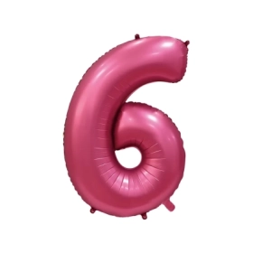 Palloncino numero 6 Satin velvet Melograno super shape 40" (101cm) in mylar, 1pz.