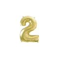 Palloncino numero 2 Champagne con valvola mini shape 14" (35cm) in mylar, 1pz.