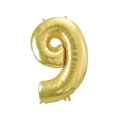 Palloncino numero 9 Champagne con valvola super shape 40" (101cm) in mylar, 1pz.